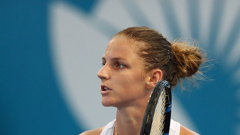 BRISBANE, AUSTRALIA - JANUARY 05:  Karolina Pliskova of the Czech Republic celebrates a point during her match against Roberta Vinci of Italy during day fi