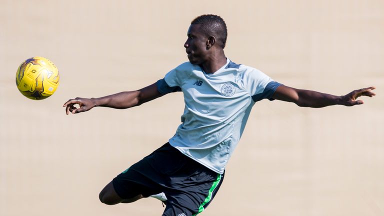 Kouassi Eboue pictured training with Celtic in Dubai