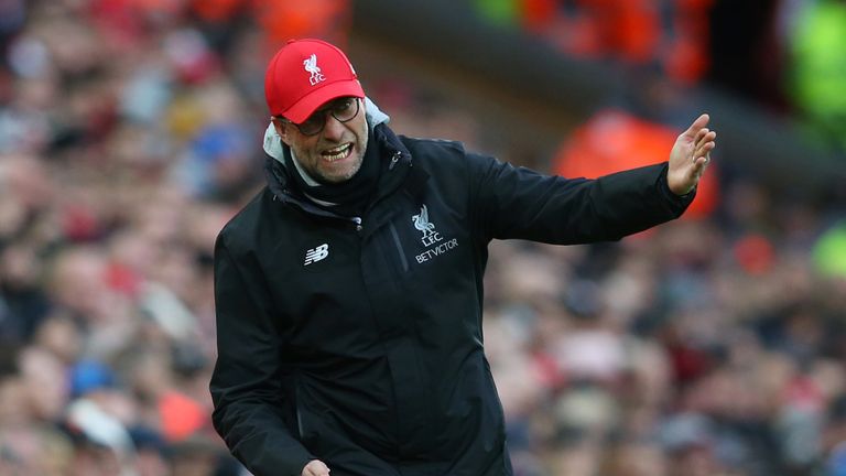 Jurgen Klopp reacts angrily on the touchline