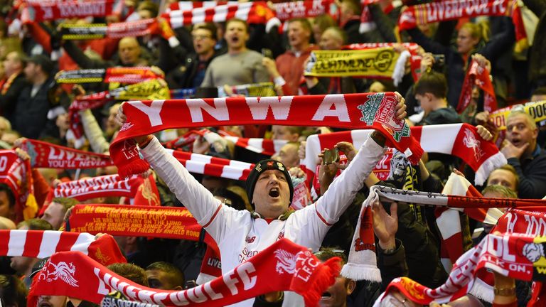 Liverpool fans  in full voice ahead of the Europa League quarter final second leg in 