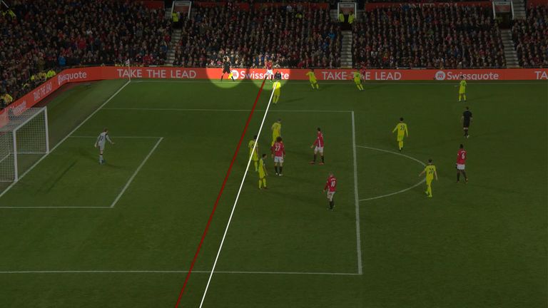 Antonio Valencia looks offside, but the linesman couldn't see it