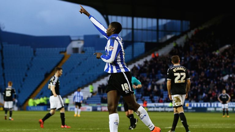 Lucas Joao of Sheffield Wednesday celebrates his goal against Brentford