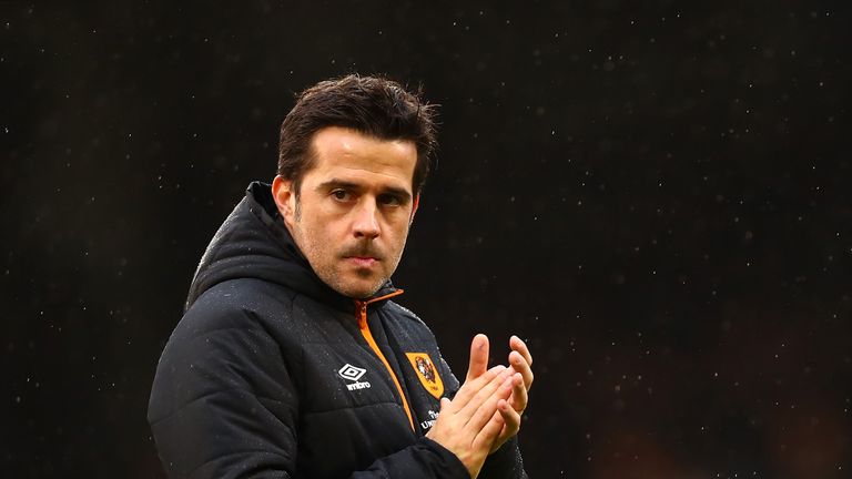 LONDON, ENGLAND - JANUARY 29:  Marco Silva, Manager of Hull City shows appreciation to the fans after The Emirates FA Cup Fourth Round match between Fulham