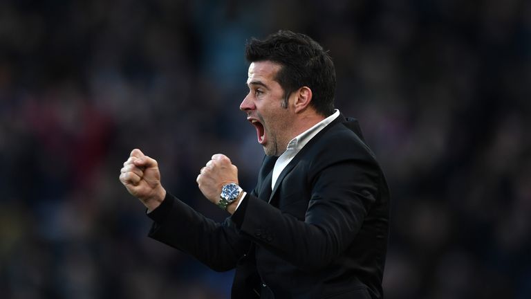 HULL, ENGLAND - JANUARY 14: Marco Silva, Manager of Hull City celebrates his side goal during the Premier League match between Hull City and AFC Bournemout