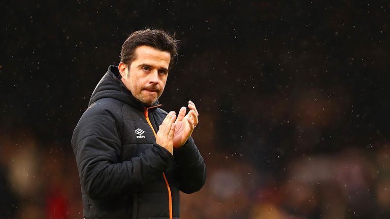Marco Silva shows his appreciation to the fans after the Emirates FA Cup Fourth Round match against Fulham 
