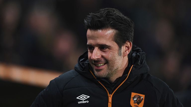HULL, ENGLAND - JANUARY 26:  Marco Silva manager of Hull City looks on prior to the EFL Cup Semi-Final second leg match between Hull City and Manchester Un