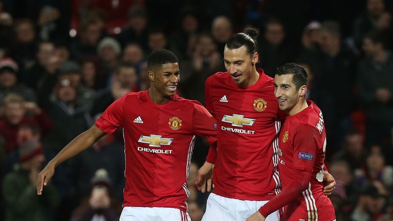 during the UEFA Europa League match between Manchester United FC and Feyenoord at Old Trafford on November 24, 2016 in Manchester, England.