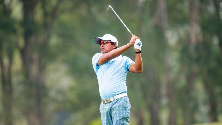 HONG KONG - OCTOBER 24:  Prayad Marksaeng of Thailand plays a shot on the 18th hole during the third round of the UBS Hong Kong Open at the Hong Kong Golf 
