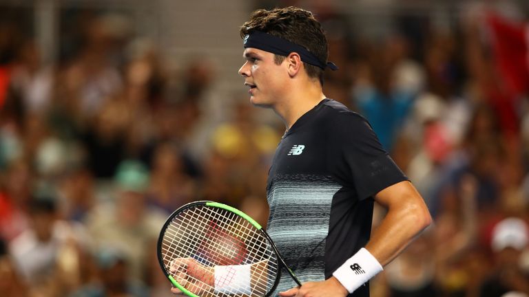 MELBOURNE, AUSTRALIA - JANUARY 23:  Milos Raonic of Canada celebrates winning his fourth round match against Roberto Bautista Agut of Spain on day eight of