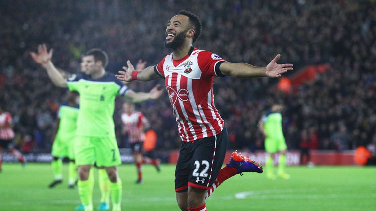 Southampton's Nathan Redmond celebrates his goal against Liverpool in the EFL Cup semi-final