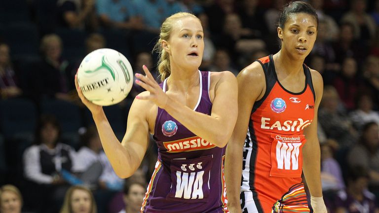 Chelsea Pitman of the Firebirds passes the ball during the round seven ANZ Championship match