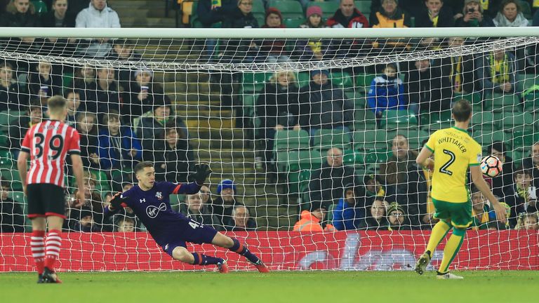 Steven Whittaker scored Norwich's first goal from the penalty spot