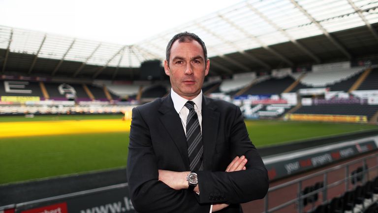 New Swansea City manager Paul Clement poses for a picture after his unveiling at the Liberty Stadium