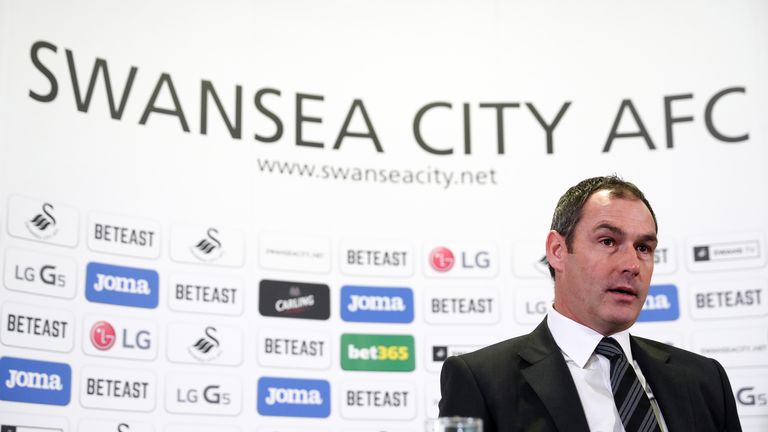 New Swansea City manager Paul Clement during his unveiling at the Liberty Stadium