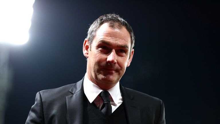 Swansea City's new manager Paul Clement is seen prior to the Premier League match at Crystal Palace