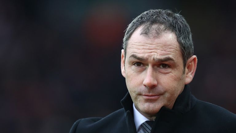 LIVERPOOL, ENGLAND - JANUARY 21:  Paul Clement, Manager of Swansea City looks on during the Premier League match between Liverpool and Swansea City at Anfi