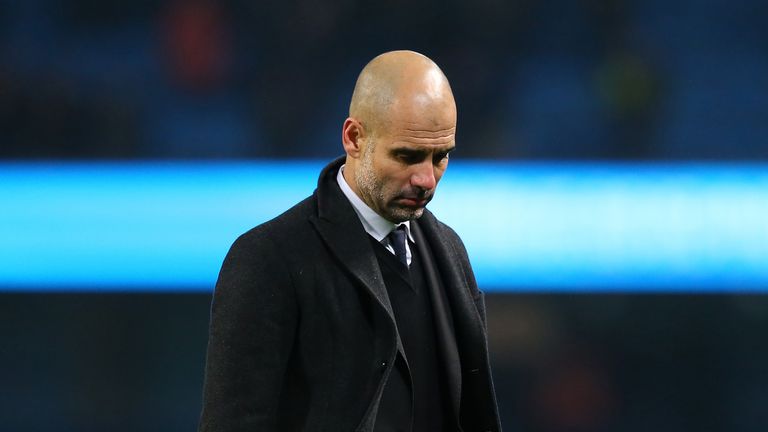 Pep Guardiola at the final whistle in the game against Tottenham