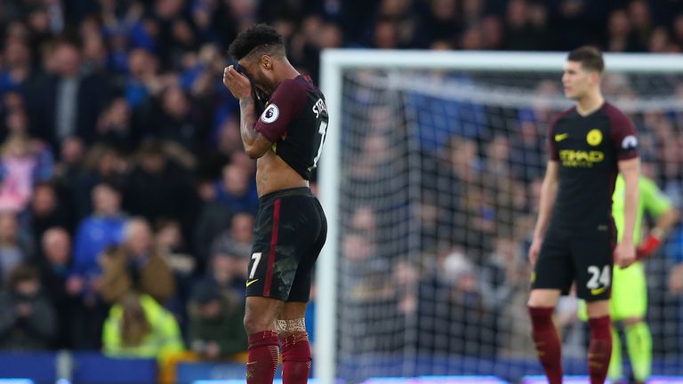 Raheem Sterling during the 4-0 defeat to Everton