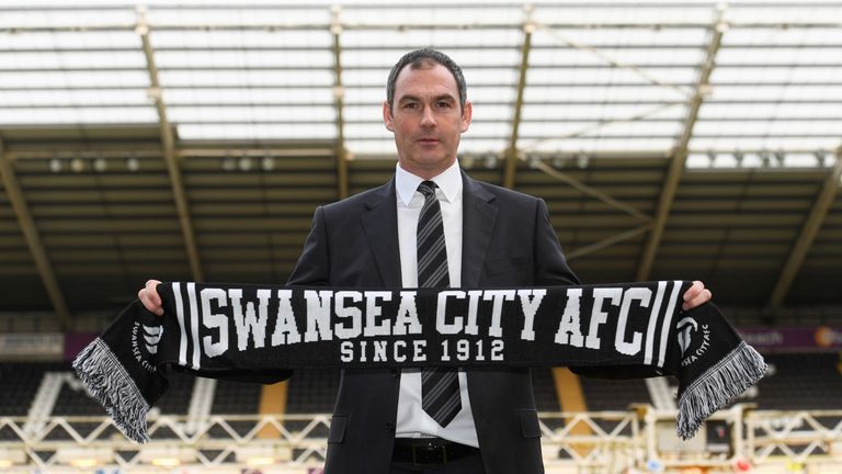 New Swansea City head coach Paul Clement faces the media at the Liberty Stadium