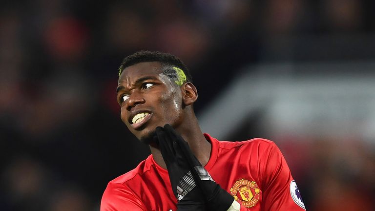 Paul Pogba reacts during the Premier League match against Liverpool
