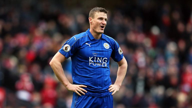 Robert Huth at the final whistle after the Premier League match between Middlesbrough and Leicester