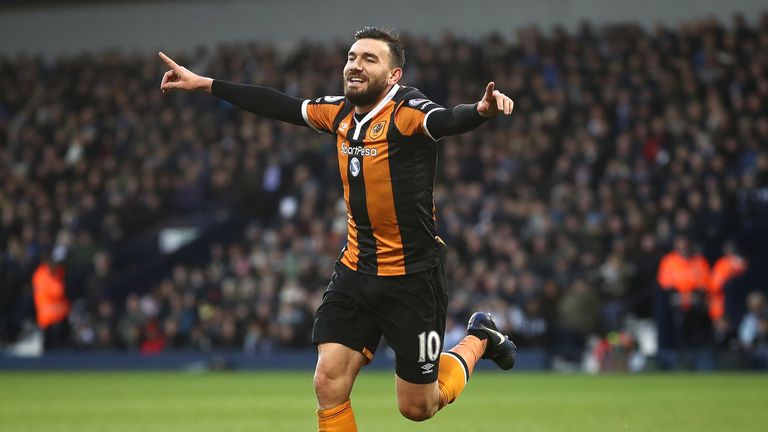 Robert Snodgrass celebrates after giving Hull City a 1-0 lead
