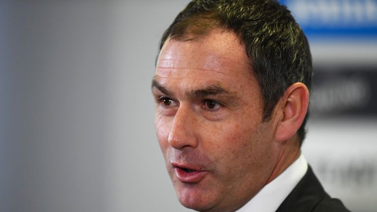 New Swansea City head coach Paul Clement faces the media at the Liberty Stadium