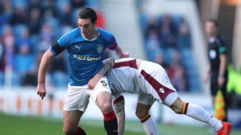 Lee Wallace and Richard Tait battle for the ball