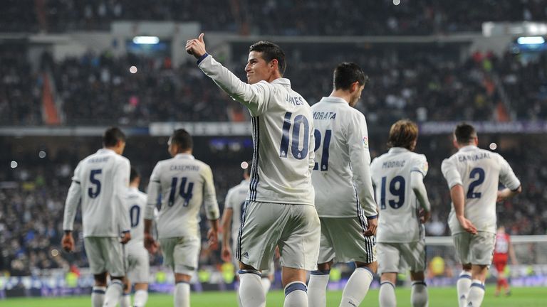 James Rodriguez scored twice and pledged to stay at Real Madrid