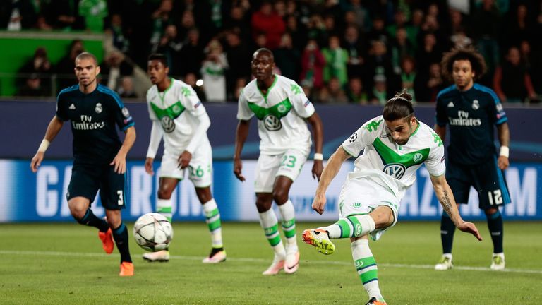during the UEFA Champions League Quarter Final First Leg match between VfL Wolfsburg and Real Madrid at Volkswagen Arena on Ap