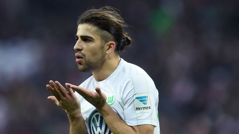 Wolfsburg's Swiss defender Ricardo Rodriguez reacts during the German first division Bundesliga football match between FC Bayern Munich and Wolfsburg in Mu