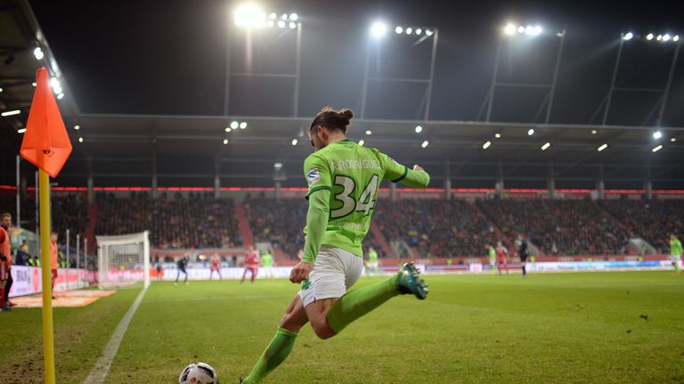 during the Bundesliga match between FC Ingolstadt 04 and VfL Wolfsburg at Audi Sportpark on November 26, 2016 in Ingolstadt, Germany.