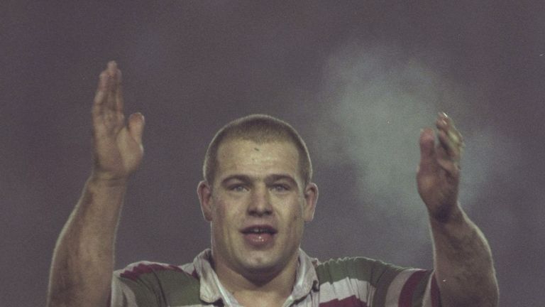 16 Nov 1996: Richard Cockerill of Leicester salutes the crowd during the Heineken cup match between Leicester and Harlequins at Welford road in Leicester. 