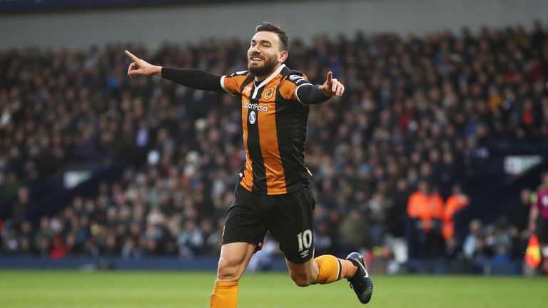 Robert Snodgrass celebrates after scoring for Hull