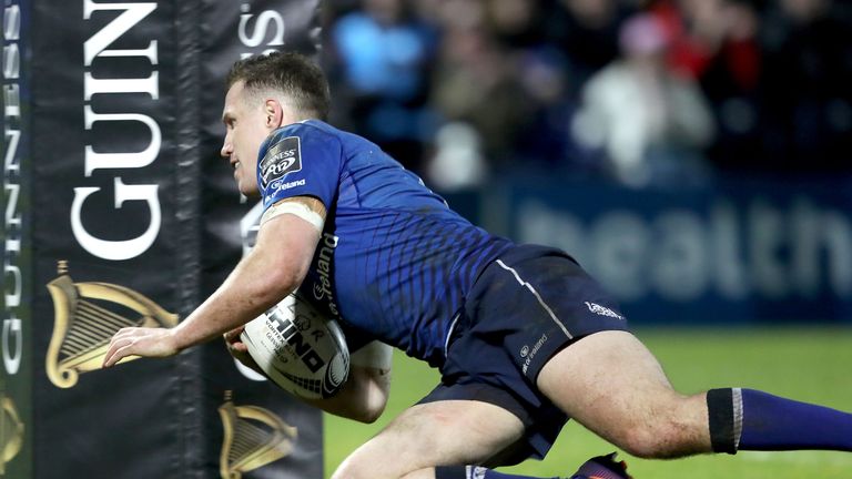 Guinness PRO12, RDS, Dublin 6/1/2017.Leinster vs Zebre.Leinster's Rory O..Loughlin scores a try .Mandatory Credit ..INPHO/Dan Sheridan