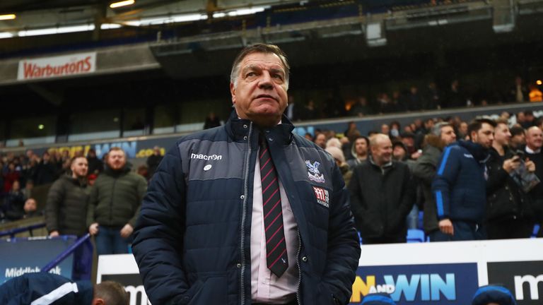BOLTON, ENGLAND - JANUARY 07: Sam Allardyce the manager of Crystal Palace looks on during the Emirates FA Cup third round match between Bolton Wanderers an