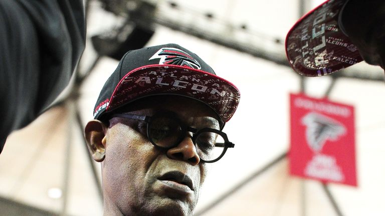 Samuel L. Jackson attends the NFC Championship game between the Atlanta Falcons and the Green Bay Packers at the Georgia Dome