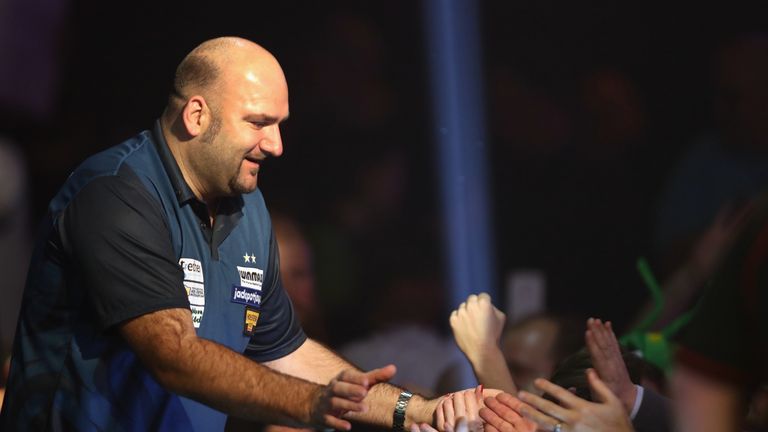 Scott Waites walks on to the Lakeside stage