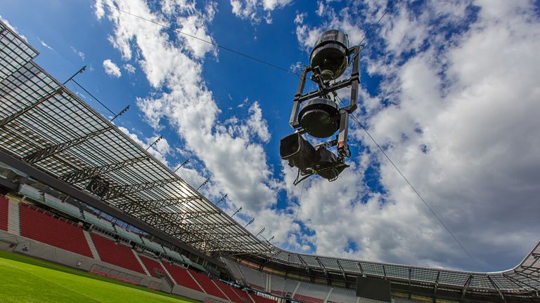 'Spidercam' will be in action at Old Trafford as part of Sky Sports' Manchester v Merseyside Super Sunday double-header