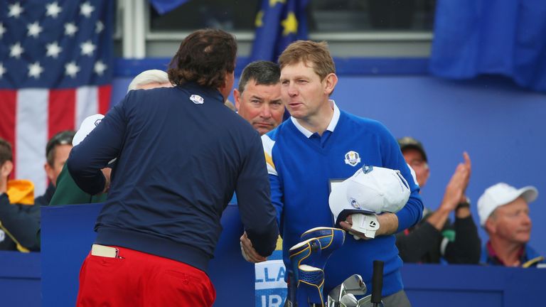 Gallacher took on Phil Mickelson on the final day of the Ryder Cup in 2014