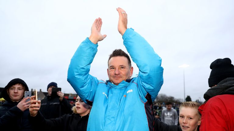 Sutton manager Paul Doswell celebrates