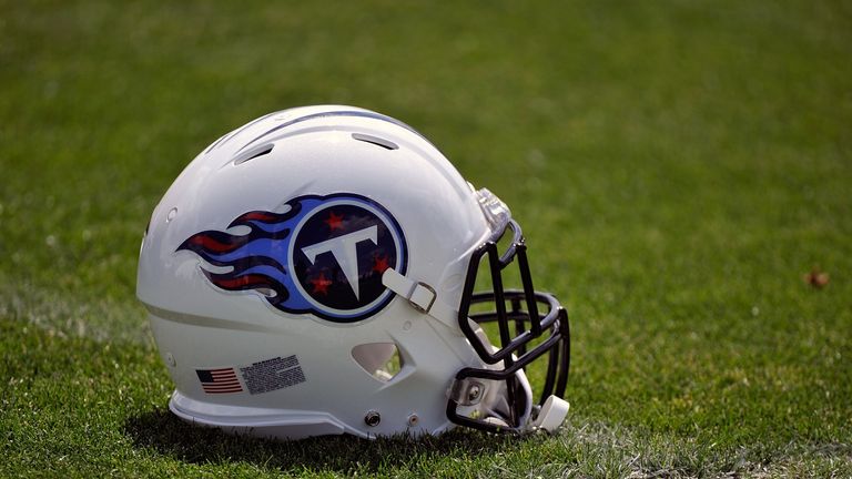 NASHVILLE, TN - MAY 16:  A helmet rests on the ground at the Tennessee Titans rookie camp on May 16, 2014 in Nashville, Tennessee.  (Photo by Frederick Bre