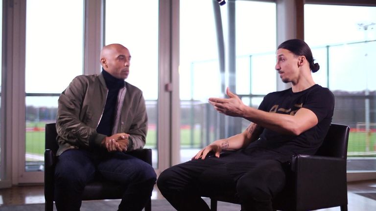 Zlatan Ibrahimovic speaks with Sky Sports' Thierry Henry ahead of Super Sunday