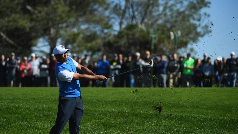 Tiger Woods during the first round of the Farmers Insurance Open at Torrey Pines South