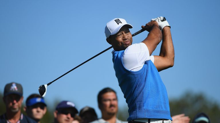 Tiger Woods during the first round of the Farmers Insurance Open at Torrey Pines South