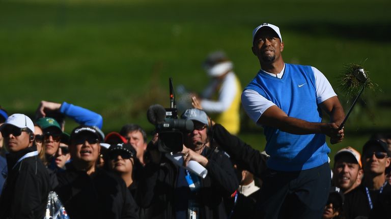 Tiger Woods during the first round of the Farmers Insurance Open at Torrey Pines South