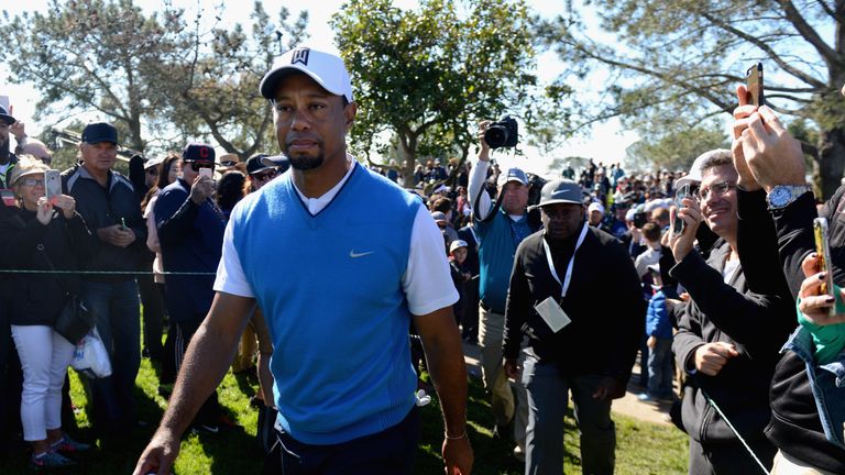 Tiger Woods during the first round of the Farmers Insurance Open at Torrey Pines South