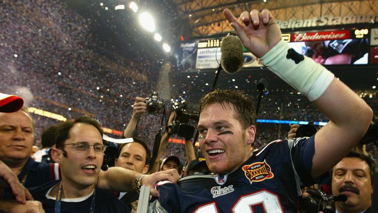 Tom Brady celebrates his second Super Bowl Championship