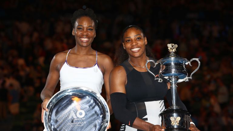 Serena Williams (r) beat older sister Venus in Melbourne