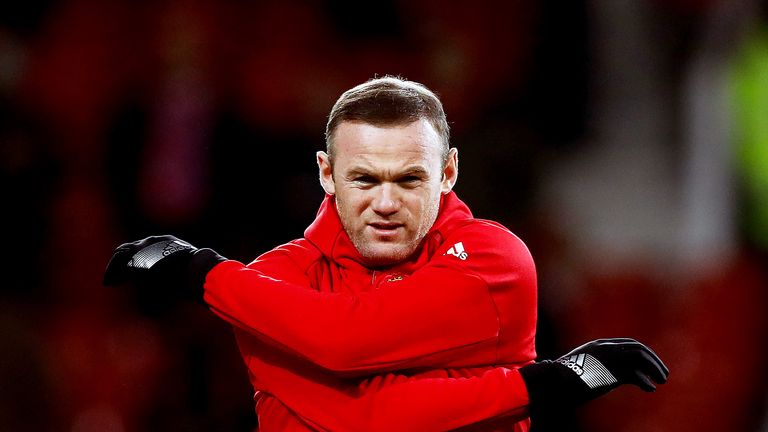 Manchester United's Wayne Rooney warms up before the EFL Cup Semi Final, First Leg match at Old Trafford